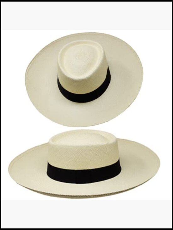 Wide Brim Panama Hat Straw Fedora Sun Protection UPF50+ Elegant Boho main image 5